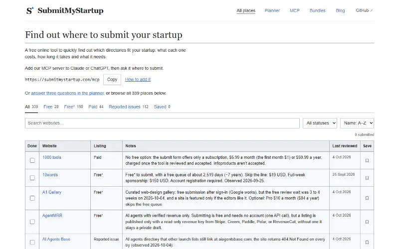 SubmitMyStartup preview