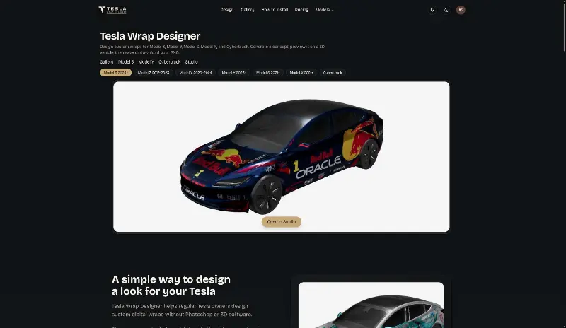 Tesla Wrap Designer preview