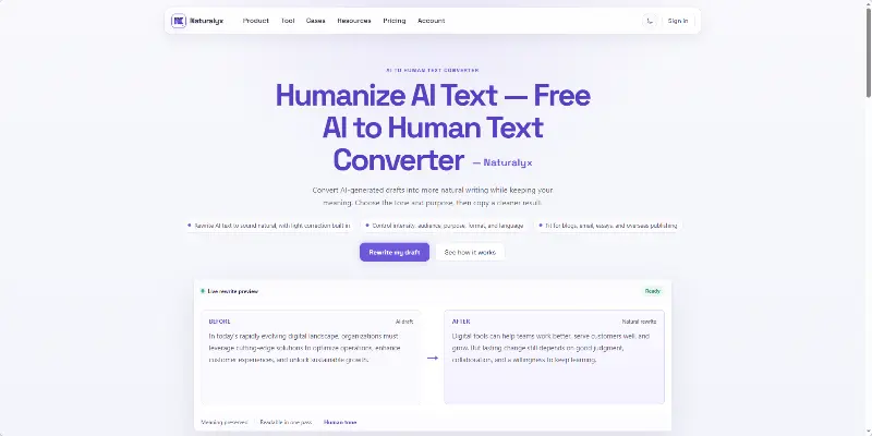 Humanize AI Text preview