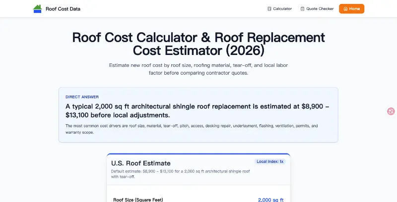 Roof Cost Data preview