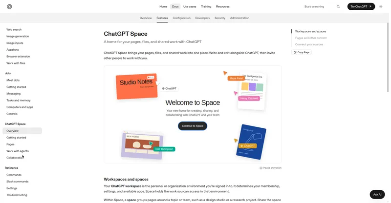 ChatGPT Space preview