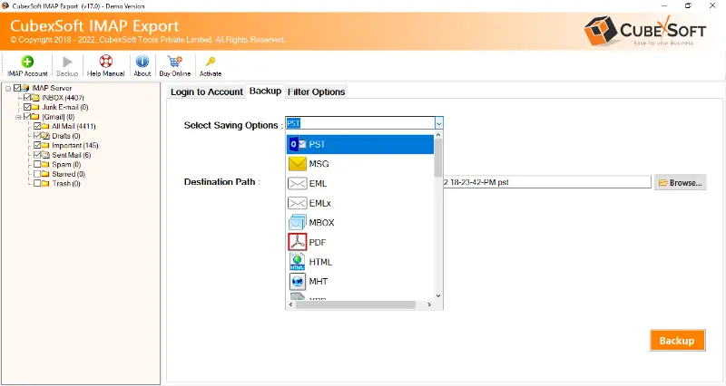 CubexSoft IMAP Backup Tool for Mac & Windows preview