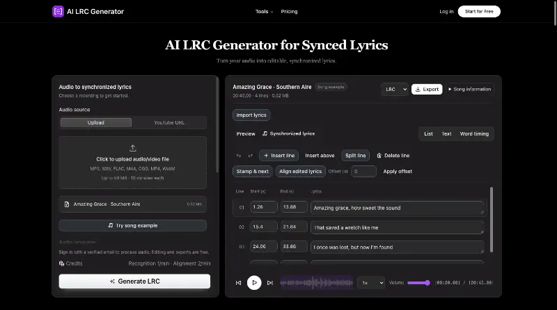 AI LRC Generator preview