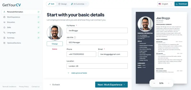 GetYourCV preview