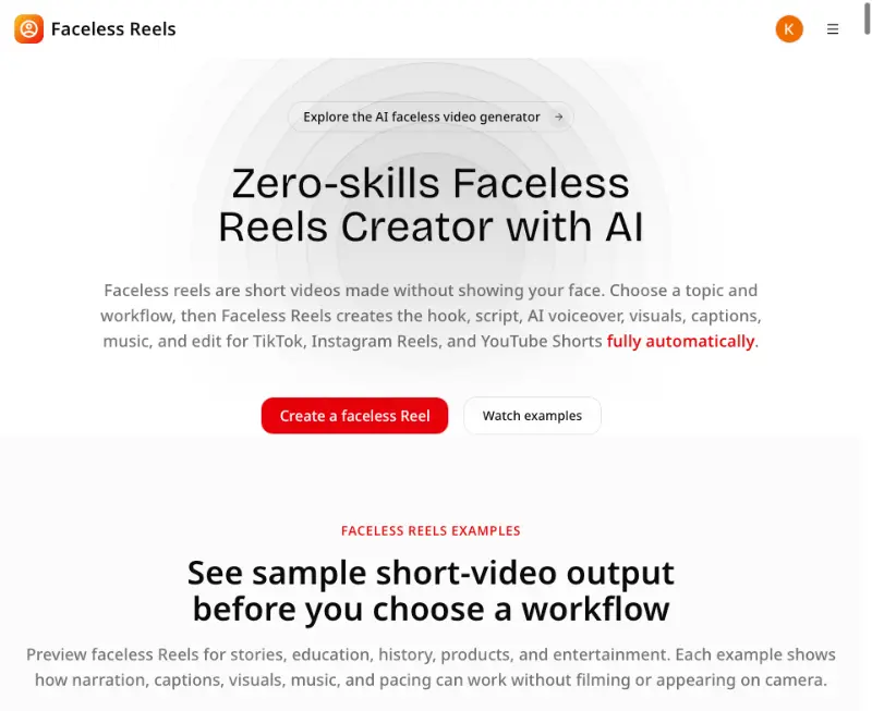 Faceless Reels preview