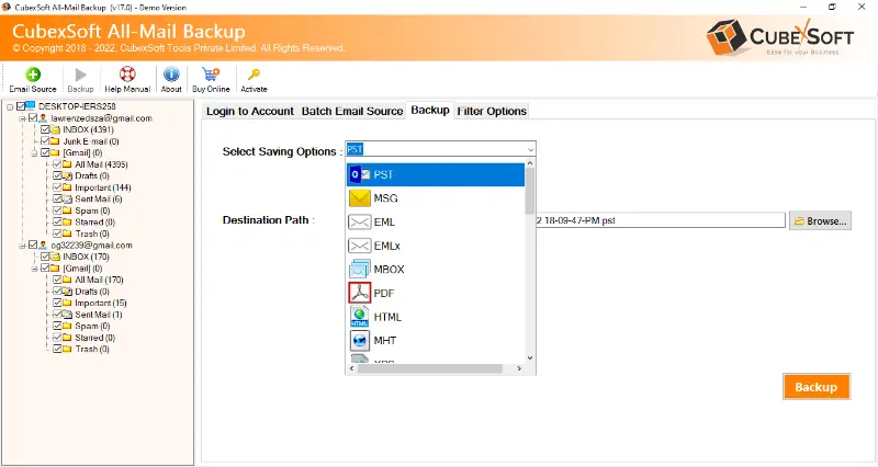 CubexSoft Email Backup Tool preview