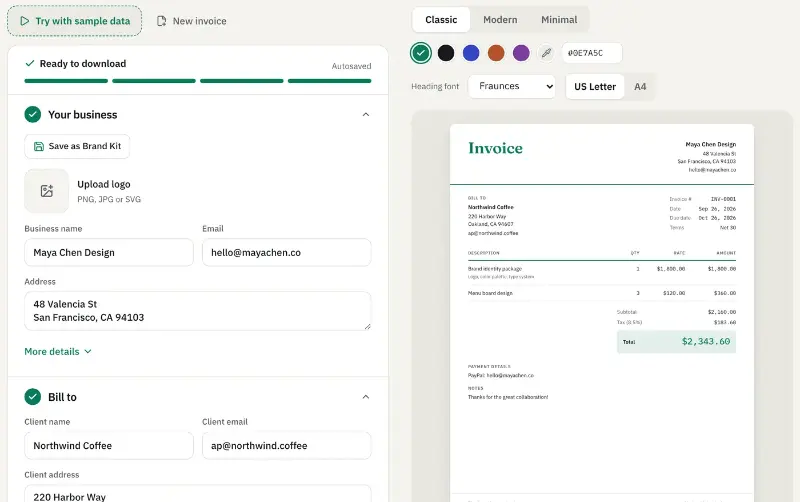 Invoiceize preview