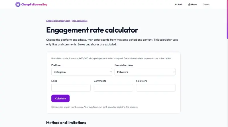 CheapFollowersBuy Engagement Rate Calculator preview