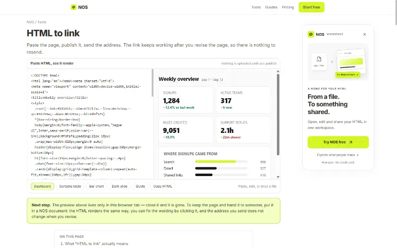 NOS Workspace preview