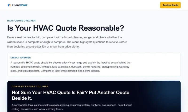 Clear HVAC Costs preview