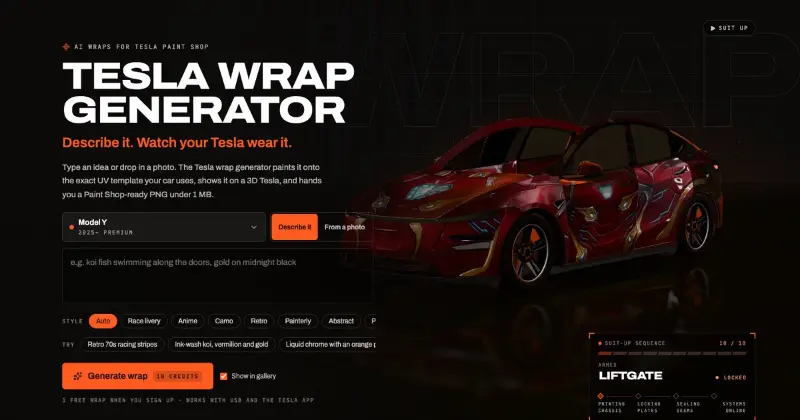 Tesla Wrap Generator preview