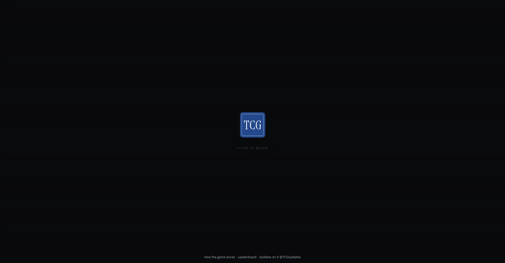 The Computer Game start screen — TCG logo, click to begin