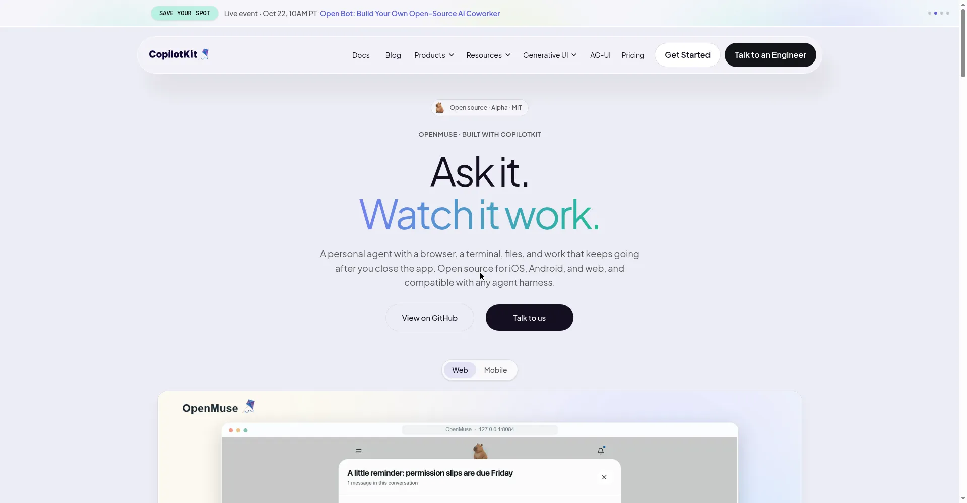 Homepage hero - ask it, watch it work