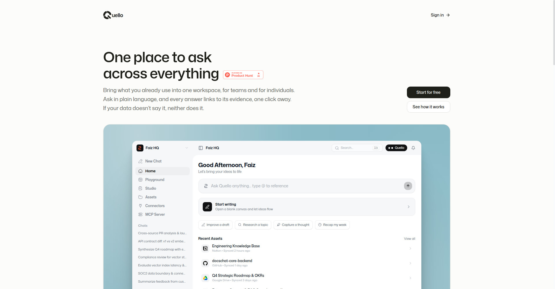 Quello homepage