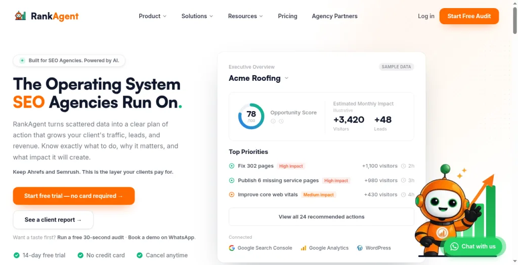 RankAgent AI SEO dashboard