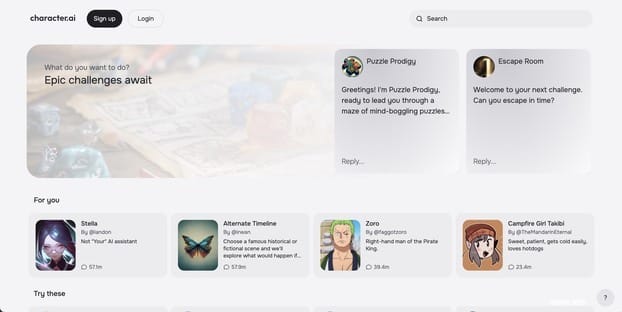 Ccharacter AI screenshot and logo