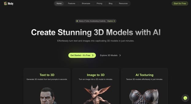 Meshy AI screenshot and logo