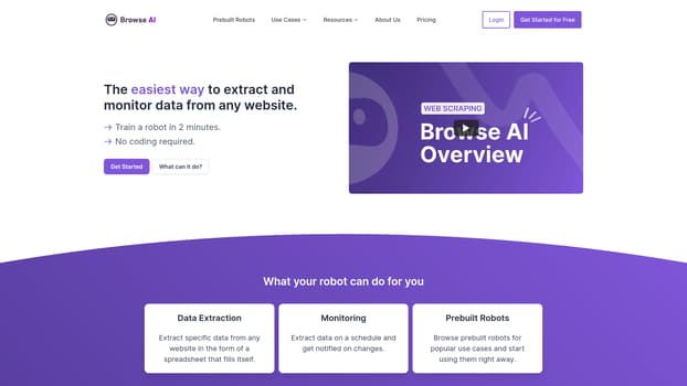 Browse AI screenshot and logo