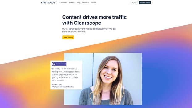 Clearscope screenshot and logo