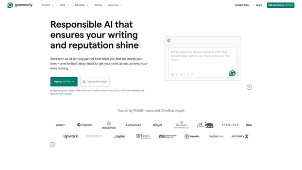 Grammarly screenshot and logo