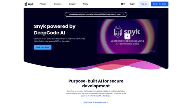 Snyk AI screenshot and logo