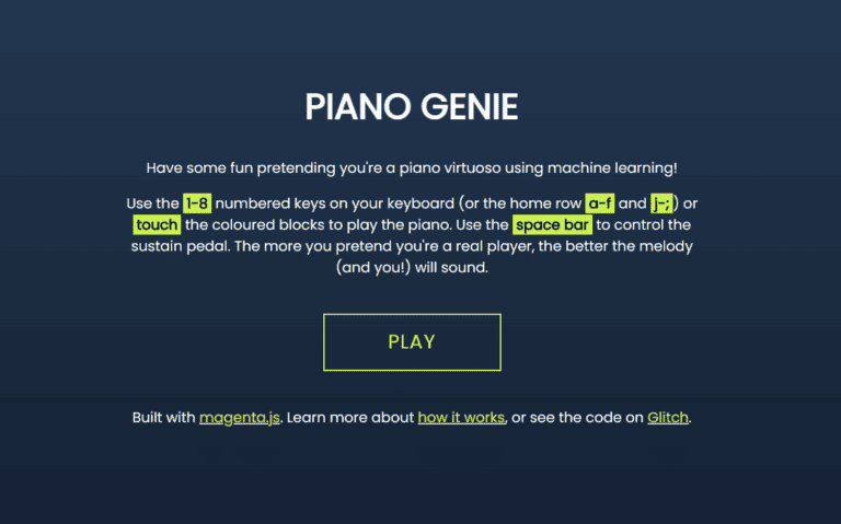 Piano Genie screenshot and logo