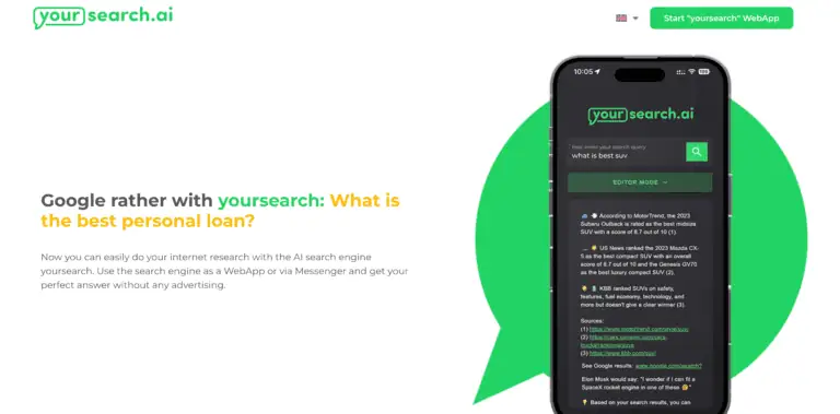 YourSearch AI screenshot and logo